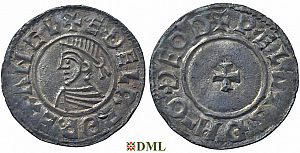 Денарий, Англия, Æthelred II (978-1016), м.д. Thetford, монетарий Valgestr, North 777