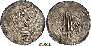Денарий, Германия, Швабия, Heinrich II (1002-1024), м.д. Esslingen, Dbg. 951