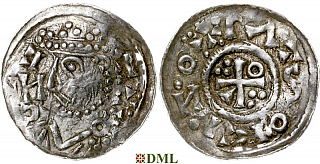 Денарий, Германия, Бавария, Heinrich II (1002-1024), м.д. Regensburg, монетарий I•Z•O , Hahn 1976, 30c1