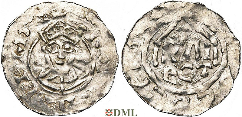 Денарий, Германия, Нижняя Лотарингия, Heinrich II (1002-1024), м.д. Utrecht, Ilisch 2000, 10.1