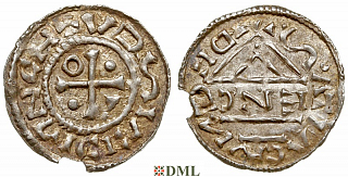 Денарий, Германия, Бавария, Heinrich IV (995-1002), м.д. Regensburg, монетарий ENC, Hahn 1976, 25c4.2