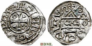 Денарий, Германия, Бавария, Heinrich II (1002-1024), м.д. Regensburg, монетарий ECCO, Hahn 1976, 27c1.3
