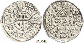 Денарий, Германия, Бавария, Heinrich II (1002-1024), м.д. Regensburg, монетарий SICCI, Hahn 1976, 27h1