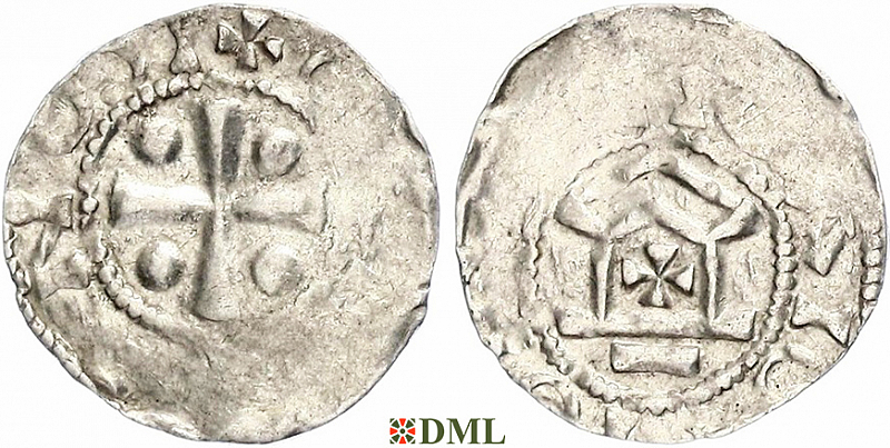 Обол, Германия, Франкония, Otto III (983–1002), м.д. Mainz, Dbg. 780