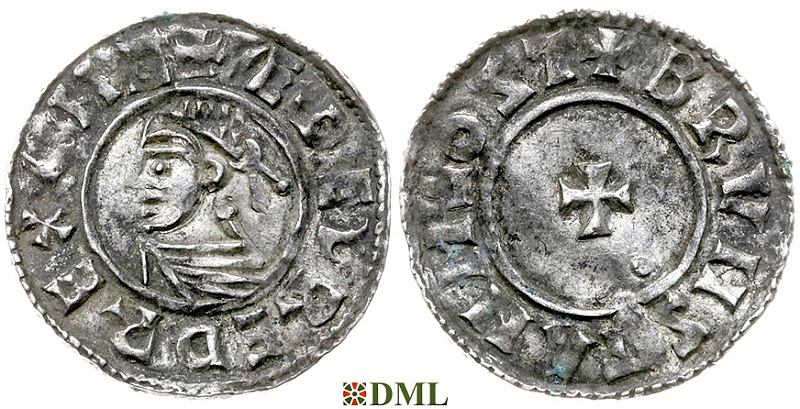 Денарий, Англия, Æthelred II (978-1016), м.д. Stamford, монетарий Brunstan, North 777