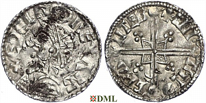 Денарий, Англия, Æthelred II (978-1016), м.д. Cambridge, монетарий -, North 775