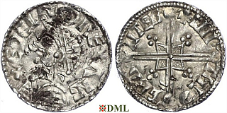 Денарий, Англия, Æthelred II (978-1016), м.д. Cambridge, монетарий -, North 775