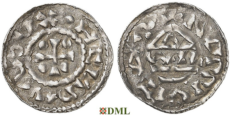 Денарий, Германия, Бавария, Heinrich III (982-985), м.д. Nabburg, монетарий WIL, Hahn 1976, 71b1