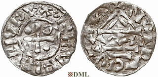 Денарий, Германия, Бавария, Heinrich II (985-995), м.д. Nabburg, монетарий WL, Hahn 1976, 72a1