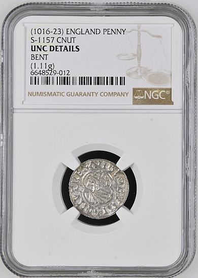 Денарий, Англия, Cnut (1016-1035), м.д. Lincoln, монетарий Bruntat, North 781