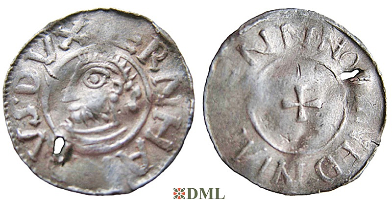 Денарий, Германия, Саксония, Bernhard I (973-1011), м.д. Luneburg, Dbg. 585