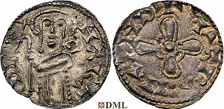 Денарий, Дания, Harald III Hen (1075-1080), м.д. Lund, Hbg. 1
