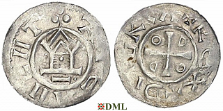 Денарий, Германия, Саксония, Otto III (983-1002), м.д. Goslar, type OAP