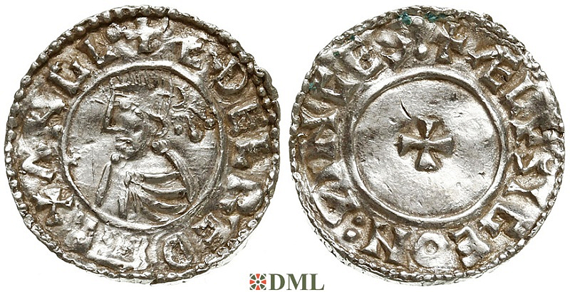 Денарий, Англия, Æthelred II (978-1016), м.д. Winchester, монетарий Ælfsige, North 777