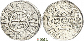 Денарий, Германия, Бавария, Heinrich II (1002-1024), м.д. Regensburg, монетарий ECCO, Hahn 1976, 27c2