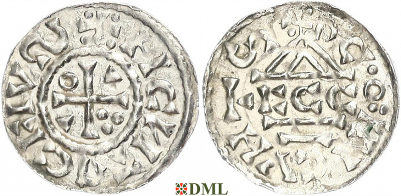 Денарий, Германия, Бавария, Heinrich II (1002-1024), м.д. Regensburg, монетарий ECCO, Hahn 1976, 27c2