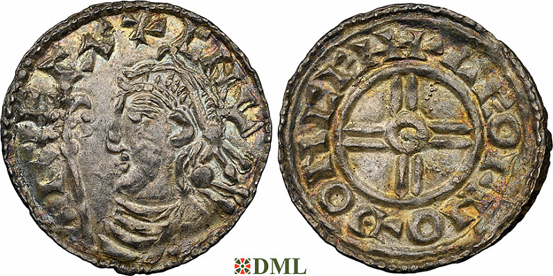 Денарий, Англия, Cnut  (1016-1035), м.д. Canterbury, монетарий Leofnoth, North 790