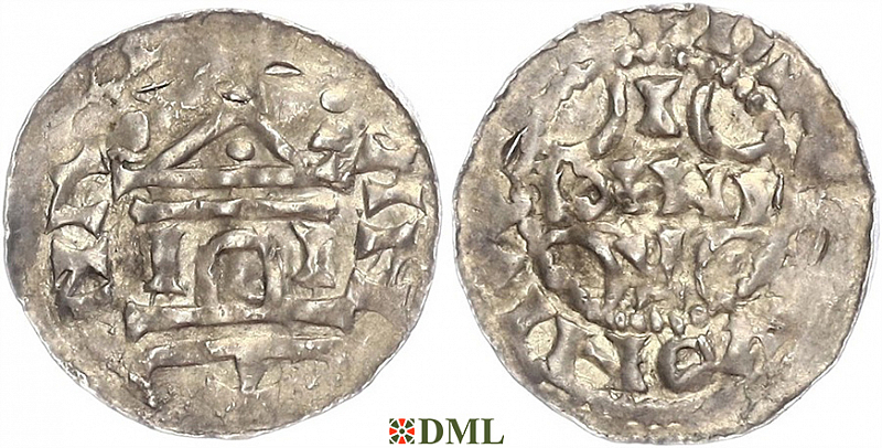 Денарий, Германия, Верхняя Лотарингия, Pilgrim (1027-1036) и Konrad II (1027-1039), м.д. Andernach, Dbg. 454
