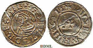 Денарий, Англия, Æthelred II (978-1016), м.д. Lincoln, монетарий Wulfbern, North 777