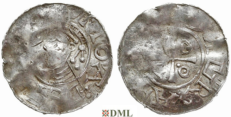 Денарий, Германия, Саксония, Otto III (983-1002), м.д. Goslar, Dbg. 1164