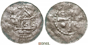 Денарий, Германия, Саксония, EB. Aribo (1021-1031), м.д. Erfurt, Dbg. 877