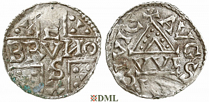 Денарий, Германия, Швабия, Bruno (1006-1029), м.д. Augsburg, монетарий WI, Hahn 1976, 147a1