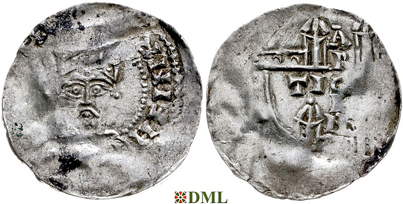 Денарий, Германия, Швабия, Heinrich II (1002-1024), м.д. Strassburg, Dbg. 920