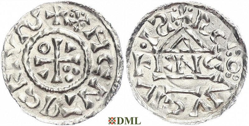 Денарий, Германия, Бавария, Heinrich II (1002-1024), м.д. Regensburg, монетарий ENCO, Hahn 1976, 27d8