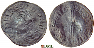 Денарий, Англия, Æthelred II (978-1016), м.д. Lincoln, монетарий Kolgrimr, North 774