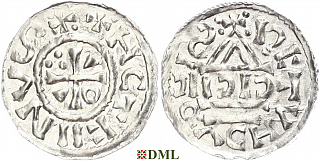 Денарий, Германия, Бавария, Heinrich II (1002-1024), м.д. Regensburg, монетарий CICII, Hahn 1976, 27b1