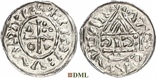 Денарий, Германия, Бавария, Heinrich II (1002-1024), м.д. Nabburg, монетарий ECIC, Hahn 1976, 74b1