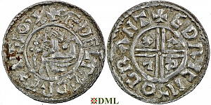 Денарий, Англия, Æthelred II (978-1016), м.д. Cambridge, монетарий Eadric, North 770