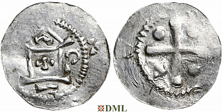 Денарий, Германия, Саксония, Bardo (1031-1051), м.д. Erfurt, Dbg. 878