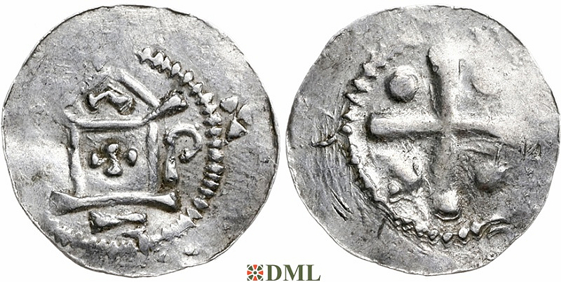 Денарий, Германия, Саксония, Bardo (1031-1051), м.д. Erfurt, Dbg. 878