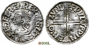 Денарий, Англия, Æthelred II (978-1016), м.д. London, монетарий Wulfwine, North 774