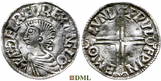 Денарий, Англия, Æthelred II (978-1016), м.д. London, монетарий Wulfwine, North 774