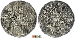 Денарий, Германия, Бавария, Heinrich V (1004-1026), м.д. Regensburg, монетарий CONR, Hahn 1976, 31c2