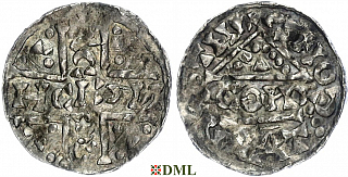 Денарий, Германия, Бавария, Heinrich V (1004-1026), м.д. Regensburg, монетарий CONR, Hahn 1976, 31c2