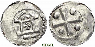 Денарий, Германия, Франкония, Otto III (983–1002), м.д. Mainz-, Dbg. 778/779