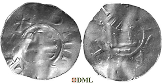 Денарий, Германия, Саксония, Otto III (983-1002), м.д. Goslar, type OAP