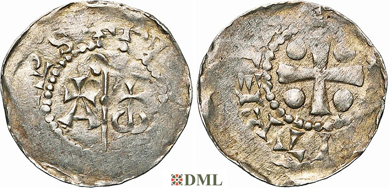 Денарий, Германия, Нижняя Лотарингия, Bernold (1046-1054), м.д. Deventer, Ilisch 2000, 1.17