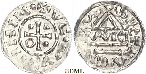 Денарий, Германия, Бавария, Heinrich IV (995-1002), м.д. Regensburg, монетарий WICI, Hahn 1976, 25e1