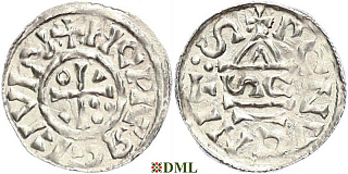 Денарий, Германия, Бавария, Heinrich II (1002-1024), м.д. Regensburg, монетарий SC, Hahn 1976, 27h4