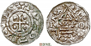 Денарий, Германия, Бавария, Otto I (976-982), м.д. Regensburg, монетарий WO, Hahn 1976, 17i1