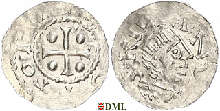 Денарий, Германия, Франкония, Otto III (983-1002), м.д. Wurzburg, Dbg. 856