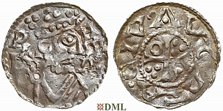 Денарий, Германия, Швабия, Heinrich II (1002-1024), м.д. Augsburg, Hahn 1976, 145.26