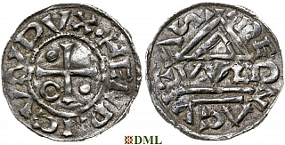 Денарий, Германия, Бавария, Heinrich II (955-995), м.д. Regensburg, монетарий WLD, Hahn 1976, 22h2