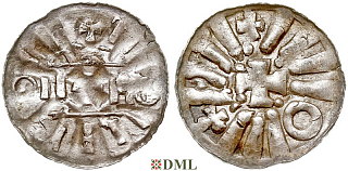Денарий, Германия, Саксония, Anonymous bishop, Sachesnpfennig, Kilger 2000, KN 4