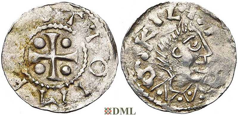 Денарий, Германия, Франкония, Otto III (983-1002), м.д. Wurzburg, Dbg. 856