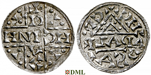 Денарий, Германия, Бавария, Heinrich V (1018-1026), м.д. Regensburg, монетарий ADALD, Hahn 1976, 31a2